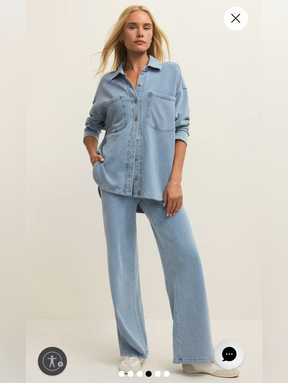 $226 NWT 2pc Z Supply All Day Knit Denim Jacket & Hunter knit denim pants Sz S - Picture 2 of 10